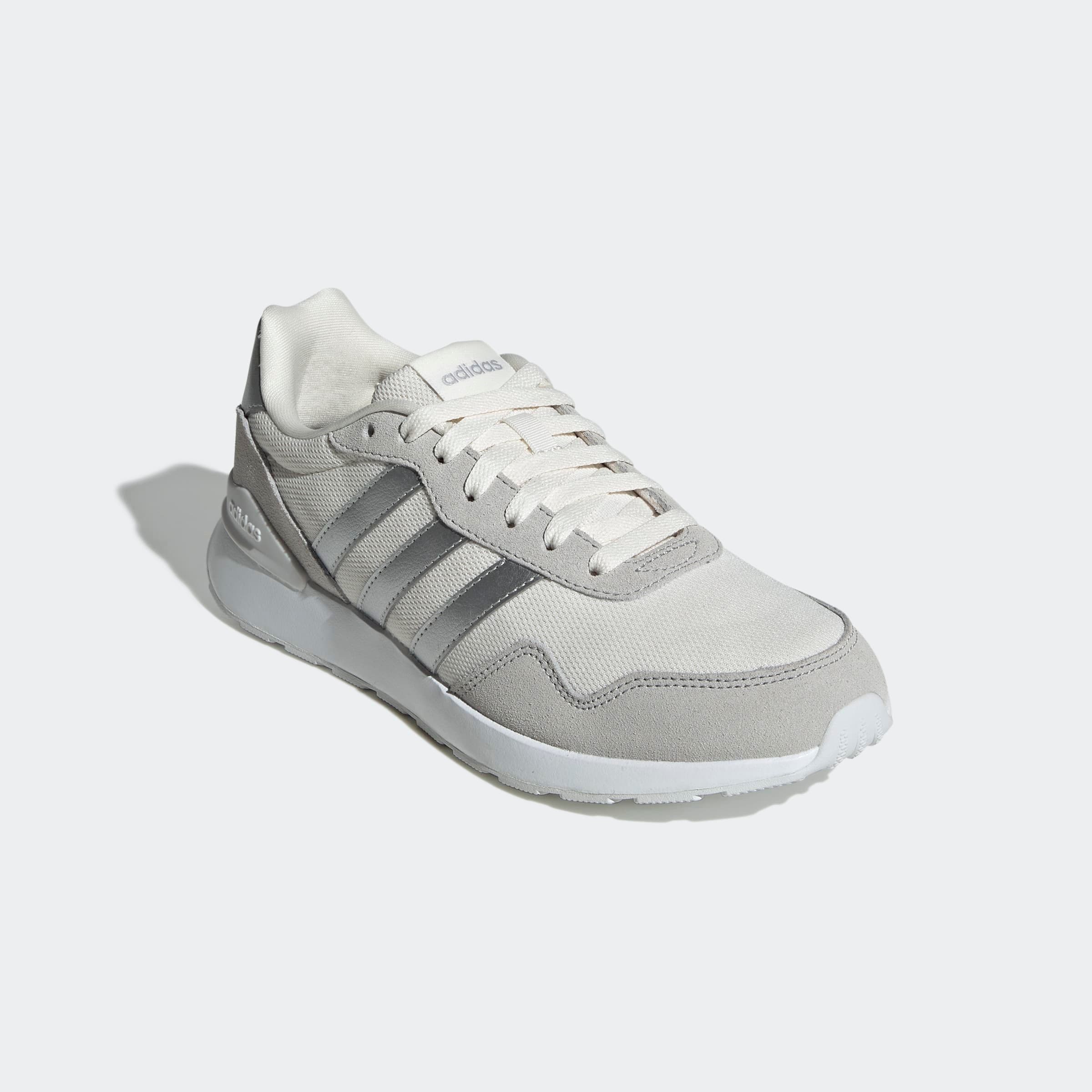 Sneaker ADIDAS SPORTSWEAR "RUN 60S 4.0", Gr. 43, chalk weiß, silber metallic, grau two, Leder, Textil, Schuhe Sneaker