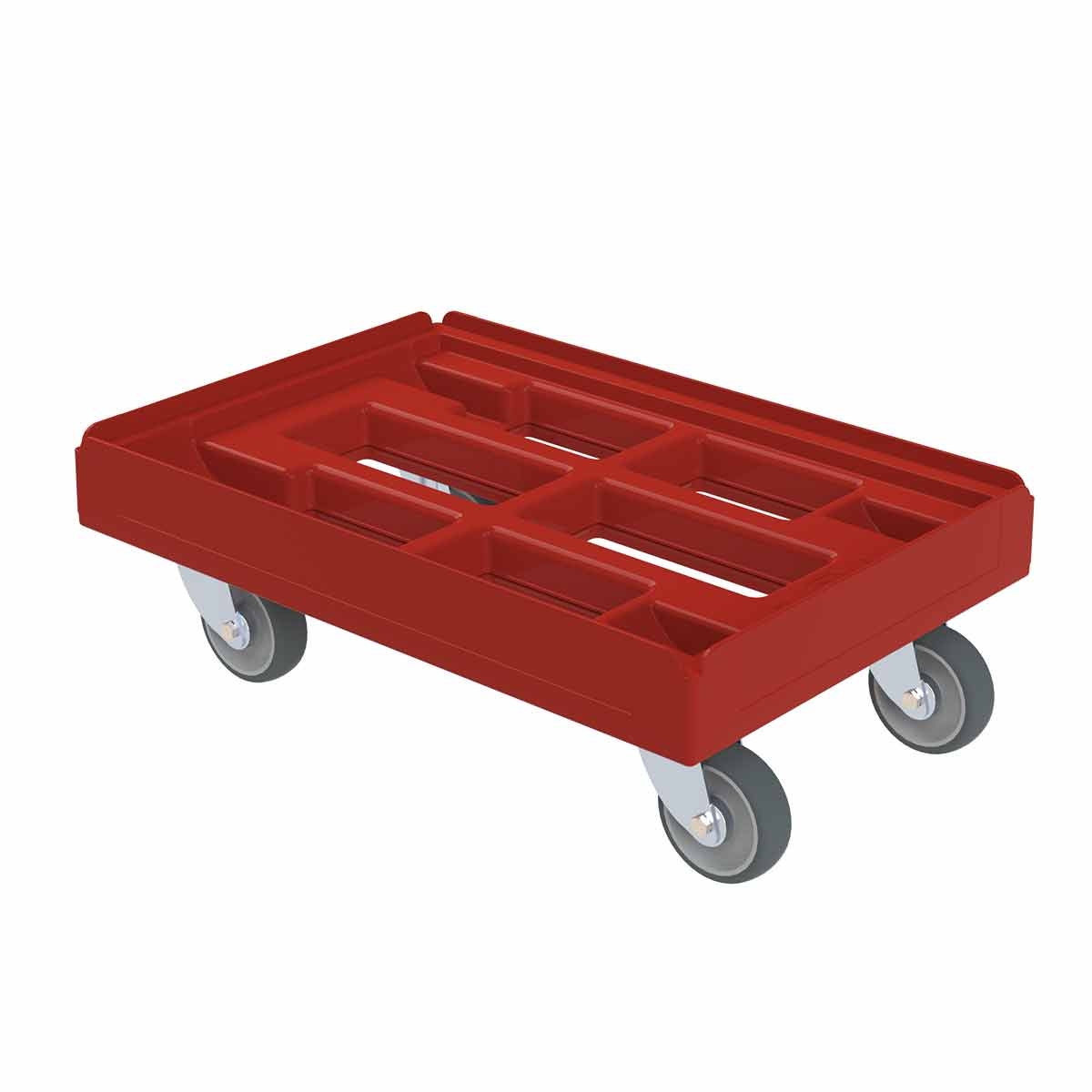 Oswald Transportgeräte Transportroller Premium, Rahmen verschweißt, HDPE Kunststoff, HACCP geeignet, 410 x 610 x 204 mm, 300 kg, Feuerrot Image