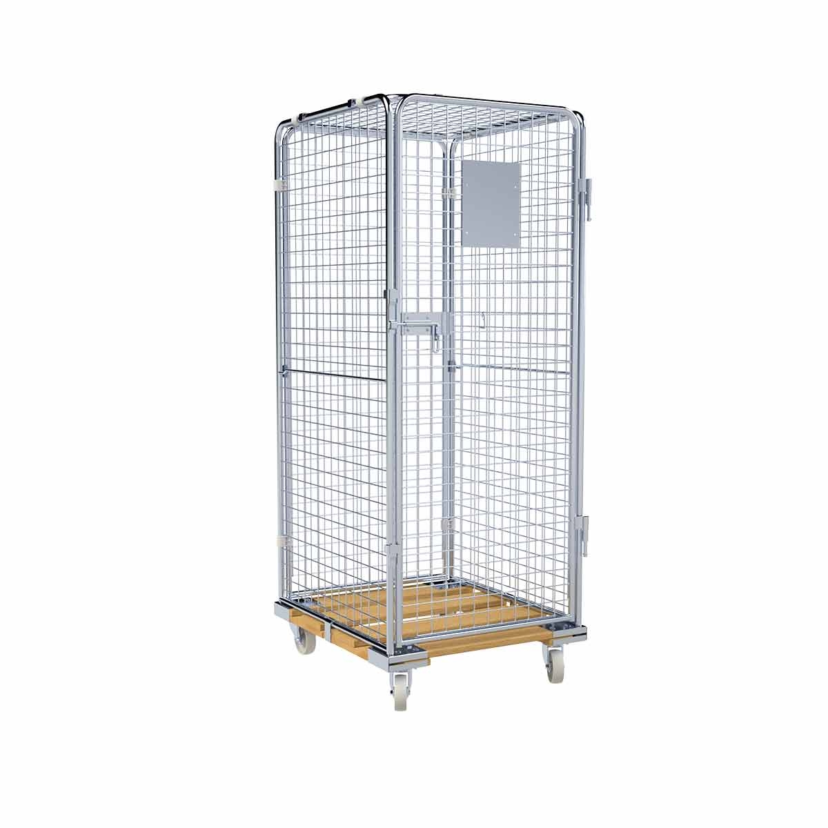 Oswald Transportgeräte Rollbehälter hoch, 5-seitig, Diebstahlschutz, Nutzhöhe 1.585 mm, Rollplatte aus Holz, 724 x 815 x 1.810 mm, 500 kg Image