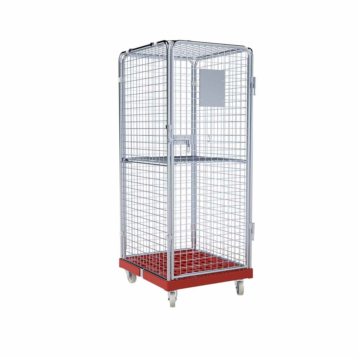 Oswald Transportgeräte Rollbehälter Zwischenboden klappbar, 5-seitig, Diebstahlschutz, Rollplatte aus Kunststoff, 724 x 815 x 1.810 mm, 500 kg, Nutzhöhe 1.585 mm, Feuerrot Image