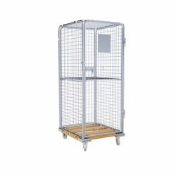 Oswald Transportgeräte Rollbehälter Zwischenboden klappbar, 5-seitig, Diebstahlschutz, Nutzhöhe 1.585 mm, Rollplatte aus Holz, 724 x 815 x 1.810 mm, 500 kg Image