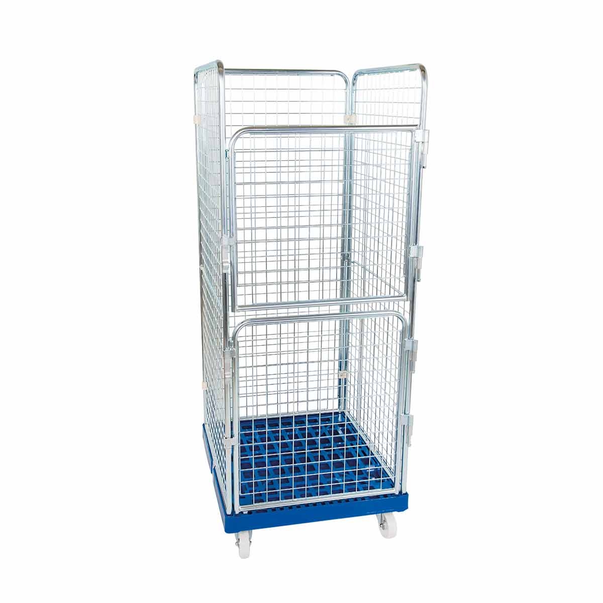 Oswald Transportgeräte Sammelrollbehälter, 4-seitig, Nutzhöhe 1.585 mm, Rollplatte aus Metall, 724 x 815 x 1.800 mm, 500 kg Image