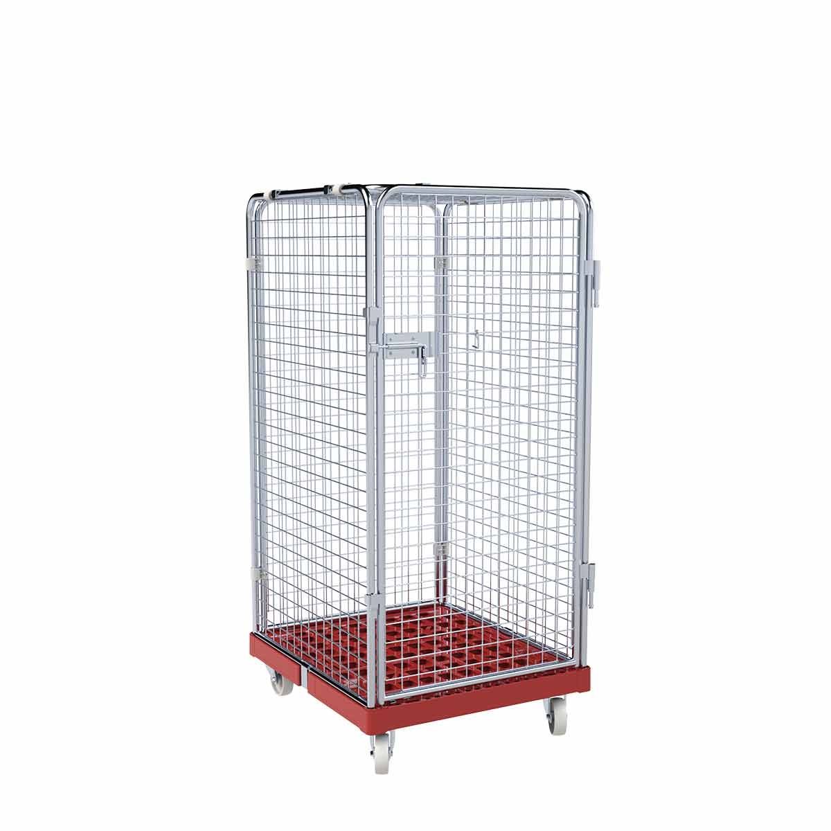 Oswald Transportgeräte Rollbehälter mittel, 5-seitig, Diebstahlschutz, Rollplatte aus Kunststoff, 724 x 815 x 1.550 mm, 500 kg, Nutzhöhe 1.325 mm, Feuerrot Image