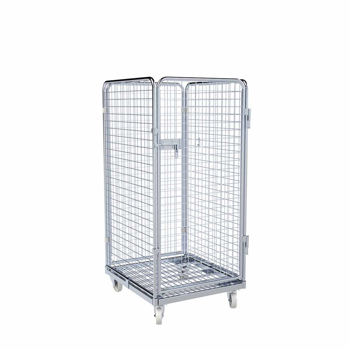 Oswald Transportgeräte Rollbehälter mittel, 4-seitig, Diebstahlschutz, Nutzhöhe 1.350 mm, Rollplatte aus Metall, 724 x 815 x 1.540 mm, 500 kg Image