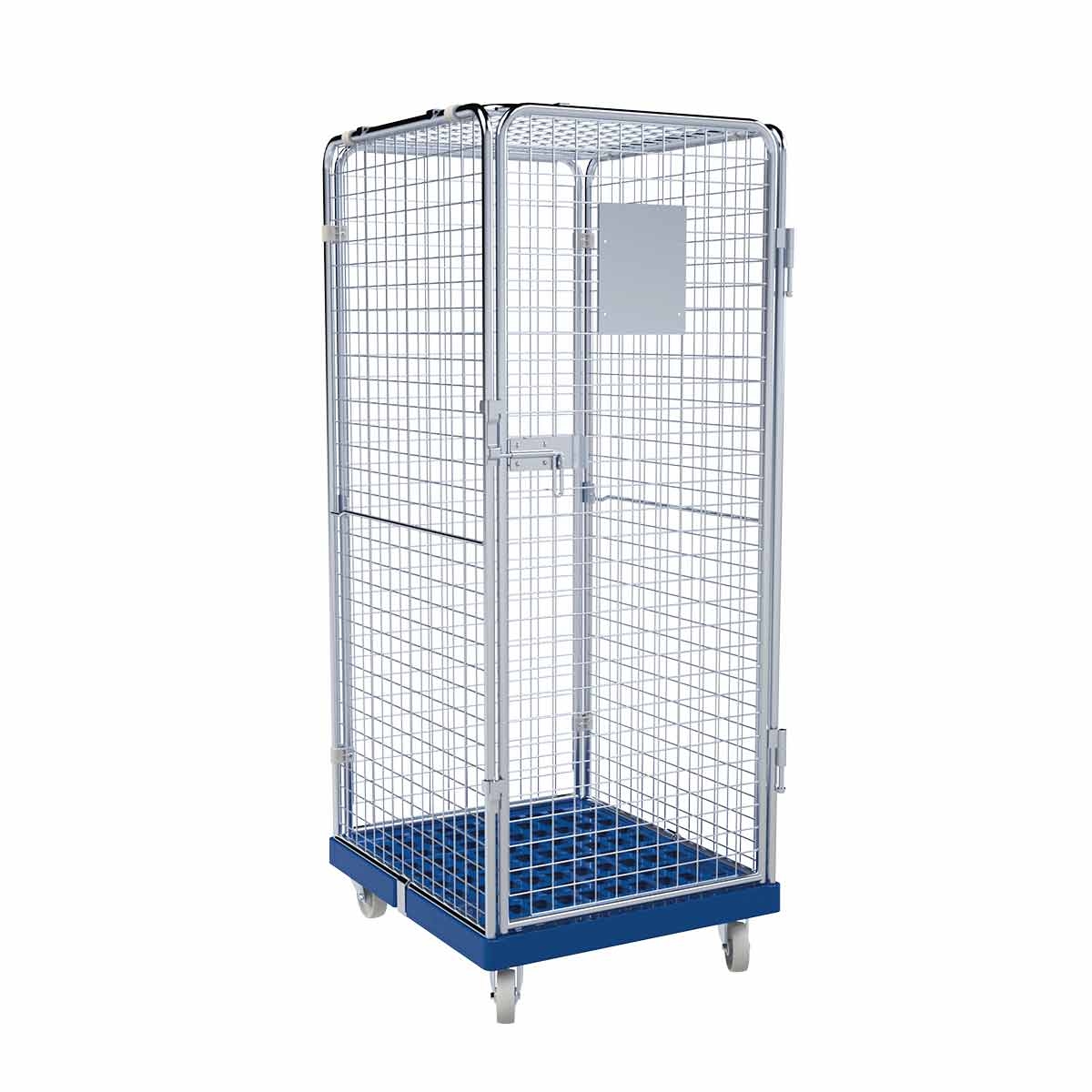 Oswald Transportgeräte Rollbehälter hoch, 5-seitig, Diebstahlschutz, Rollplatte aus Kunststoff, 724 x 815 x 1.810 mm, 500 kg, Nutzhöhe 1.585 mm, Lichtblau Image