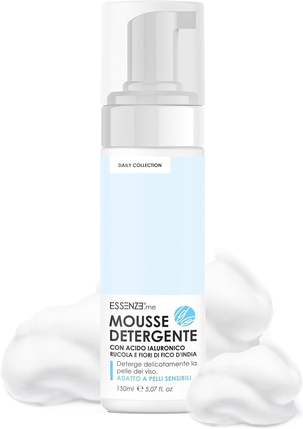 Essenze.me Mousse Detergente Viso Schiuma Delicata con Acido Ialuronic