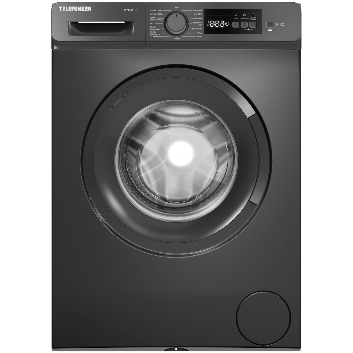 Telefunken Waschmaschine 7kg | Frontlader 1400 U/Min. | Inverter Motor | AquaStop | Schontrommel | W714AS1DI dark inox