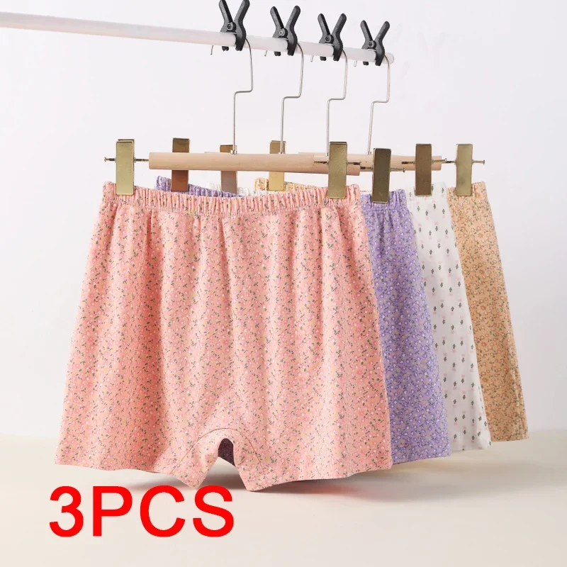 3 pièces femmes Boxer sous-vêtements mère slips pantalons de sécurité floraux Lingerie respirant femme coton grande taille femme culottes intimes