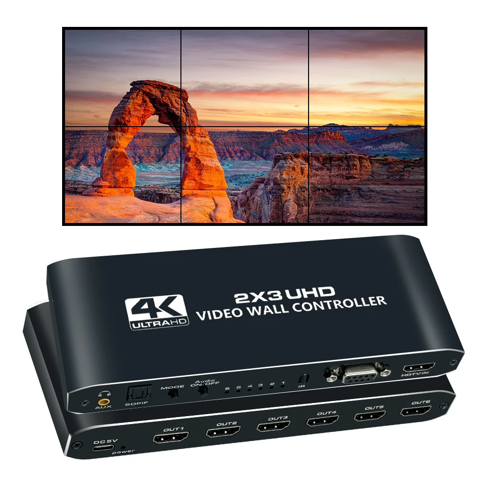 Hdmi 2 x3 video wand controller 4k 2 x3 hdmi video prozessor hdmi video bildschirm splitter wand stich prozessor für 6 displays Image