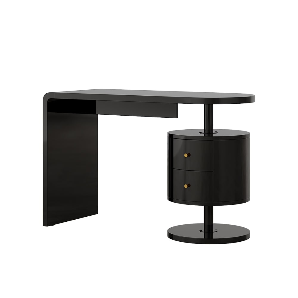 Bureau avec 2 conducteurs, Noir Haute brillance 120 x 76cm
