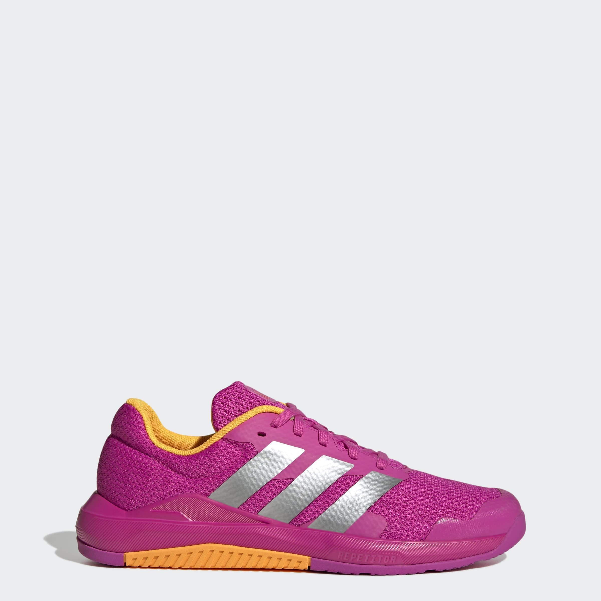 Trainingsschuh ADIDAS PERFORMANCE "DROPSET BASE", Damen, Gr. 41, semi lucid fuchsia, silber metallic, lucid tangerine, Textil, Schuhe
