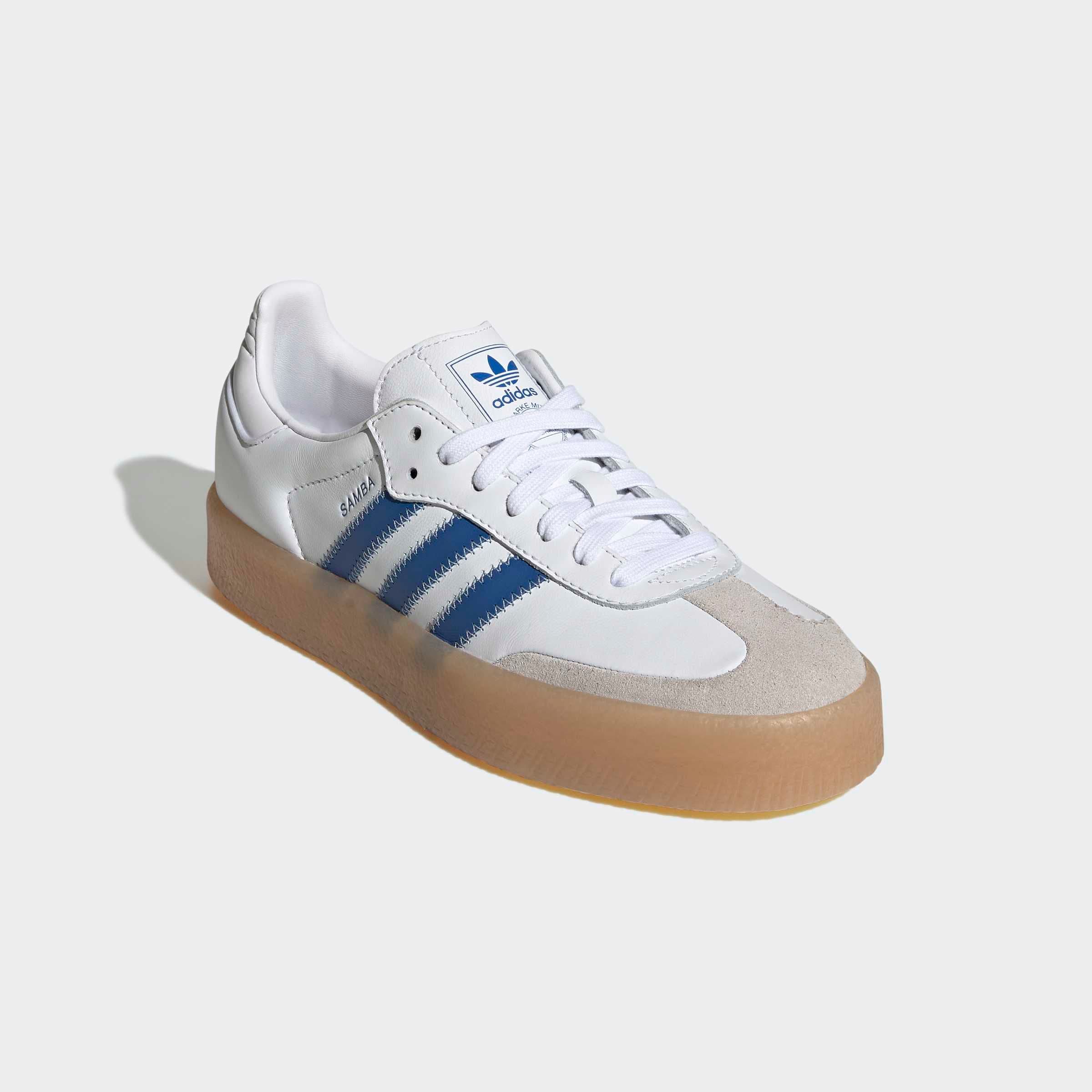 Sneaker ADIDAS ORIGINALS "SAMBAE", Gr. 39, cloud weiß, blau, clear sky, Leder, Schuhe Sneaker