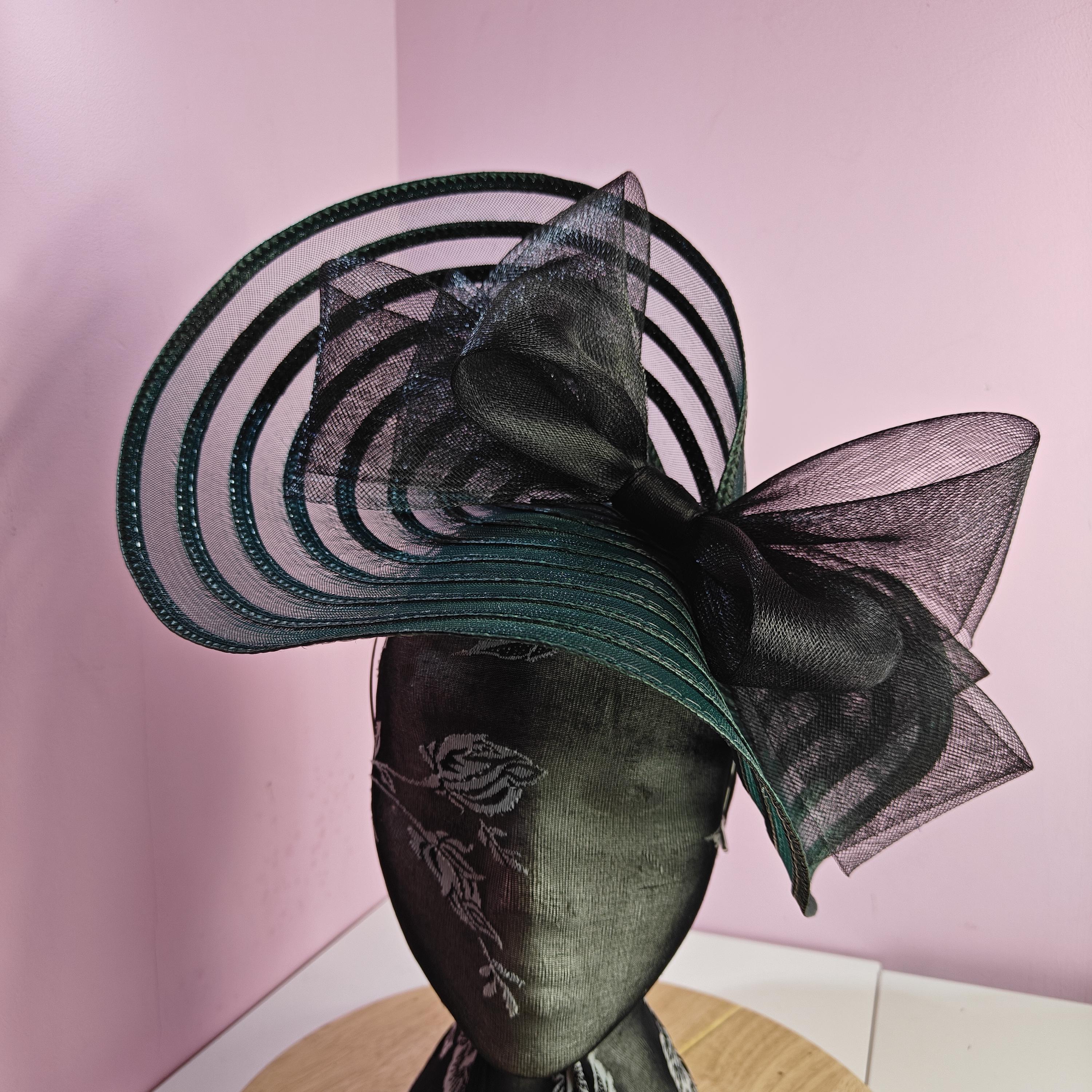 Grüner schwarzer Fascinator Hut Hutmacher Hut Burlesque Hochzeit Hut Stirnband Hochzeit Hut Haarband Hut Haarreif Hut Hut Stirnband Hut Hut Hut Access