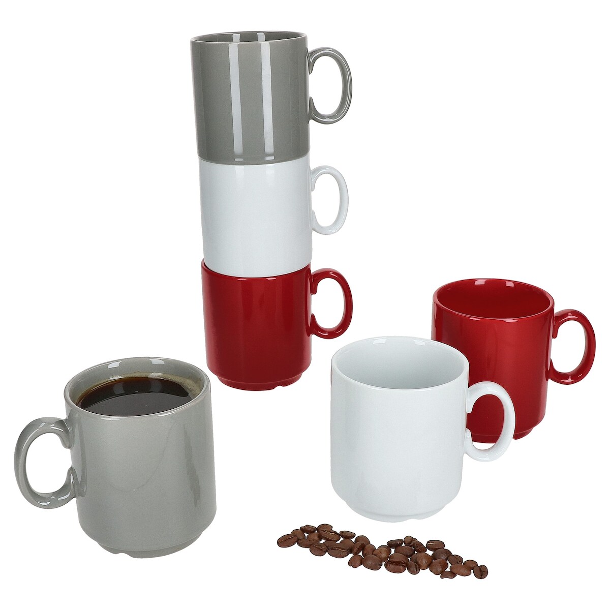 6er Set EVENT stapelbare Kaffeebecher TRIO Porzellan 250 ml Image