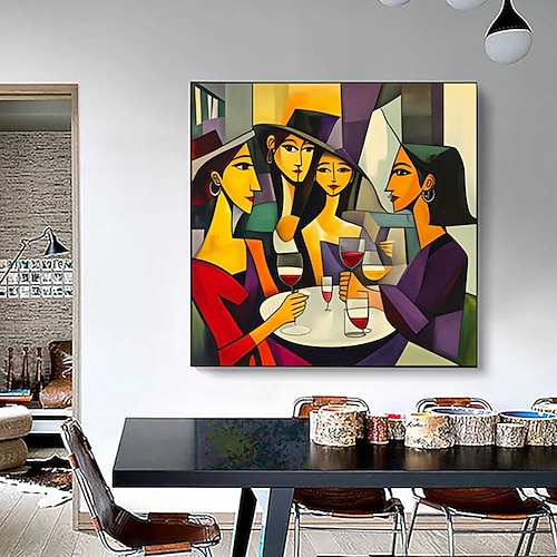 Handgefertigte abstrakte Kunst für Weinliebhaber, farbenfrohe moderne Kunst, abstraktes Gemälde eines Weinglases, Kunstwerk für gesellige Zusammenkünfte, lebendiges farbenfrohes Leinwandgemälde Image