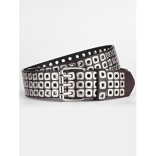 Herren mehrfarbiger Kunstleder-gestanzter Ösen-Gürtel - Steampunk Punk Rock oder Karneval-Maskerade-Kostümzubehör Image