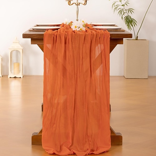 Tischläufer mit Knittereffekt für die Hochzeitssaison zum Valentinstag, balinesischer Stoff für Hochzeiten, Partydekoration, elegante Tischdecke im europäischen Stil mit gedrehten Falten für Image