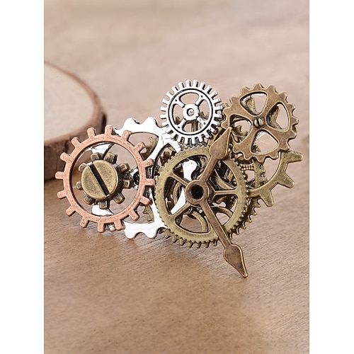 Frauen Mardi Gras Steampunk antike Legierungs Zahnrad Uhrzeigerring - mehrfarbiges industrielles Zubehör für Karneval und Kostümierungen Image