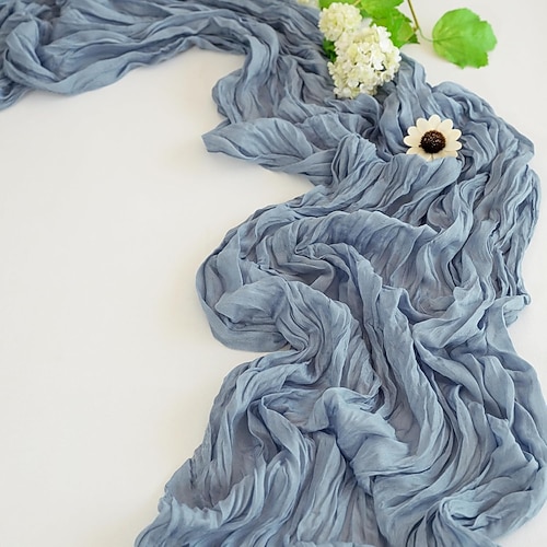 Tischläufer mit Knittereffekt für die Hochzeitssaison zum Valentinstag, balinesischer Stoff für Hochzeiten, Partydekoration, elegante Tischdecke im europäischen Stil mit gedrehten Falten für Image