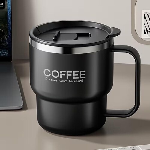 1 Kaffeebecher (400 ml) mit Deckel – doppelwandig isoliert und auslaufsicher für heiße Getränke Kalte Getränke – das perfekte Geschenk für Weihnachten, Valentinstag und Muttertag: Isolierter Image