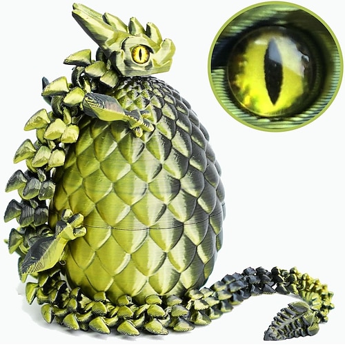 Ostereier mit Drachenmotiv aus dem 3D-Drucker, ideal als Ostergeschenk, geheimnisvolle Kristalldrachen als Ostereierfüllung, bewegliche 3D-gedruckte Fidget-Tiere, Überraschungsgeschenk Image