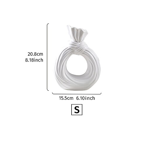 Diese moderne, schlichte, runde Vase aus Kunstharz in Knotenform eignet sich für die Tischdekoration in Wohnungen, Hotels und Restaurants sowie für Eingangsbereiche und die hydroponische Anzucht von Image