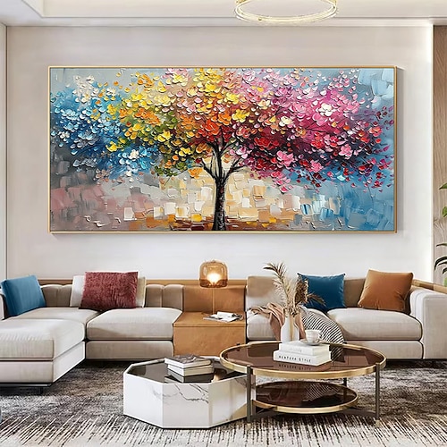 Mintura handgemalte abstrakte Textur Baumlandschaft Ölgemälde auf Leinwand moderne Wandkunst Bild für die Heimdekoration gerollt rahmenlos ungespanntes Gemälde Image