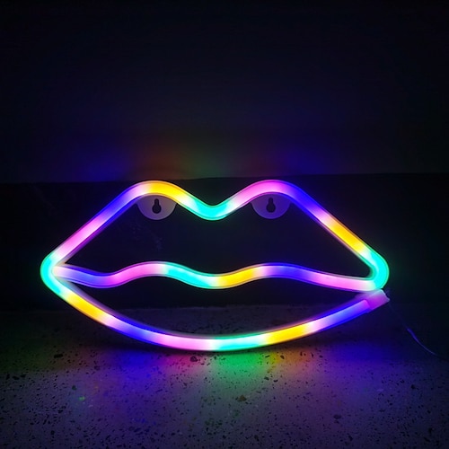LED sexy Lippen Neonlichter hängen an Wänden Pendelleuchten Innenraum Schlafzimmer Partystimmung Dekorationslichter AAA-Batterie USB-Stromversorgung Zweifachnutzung Image