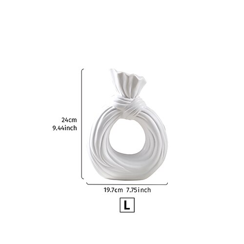 Diese moderne, schlichte, runde Vase aus Kunstharz in Knotenform eignet sich für die Tischdekoration in Wohnungen, Hotels und Restaurants sowie für Eingangsbereiche und die hydroponische Anzucht von Image