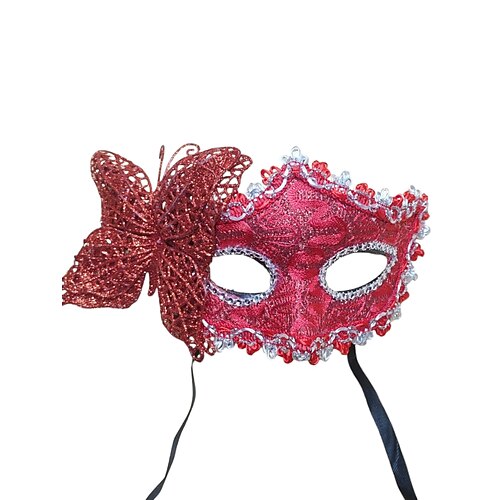 Damen Lila Spitzen Schmetterlings Maskerade Mardi Gras Maske mit floralen Details - Elegantes venezianisches Karneval Kostüm Zubehör für Partys Bälle Image