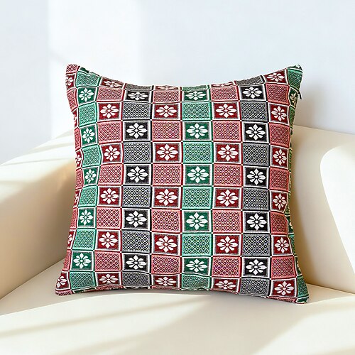 Modernes minimalistisches Dekokissen, farbenfroher karierter Kissenbezug für Schlafzimmer, Wohnzimmer, Sofa, dekorativer Kissenbezug, stilvolles Wohnaccessoire Image