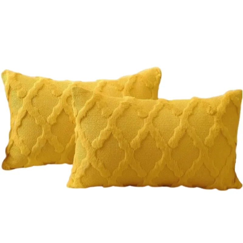 1 Stück Dekokissenbezug 30 x 50 cm oder 45 x 45 cm, weiches Kunstfell, Plüsch, kurze Wolle, Samt, dekorative Kissenbezüge mit 3D-Diamantmuster Image