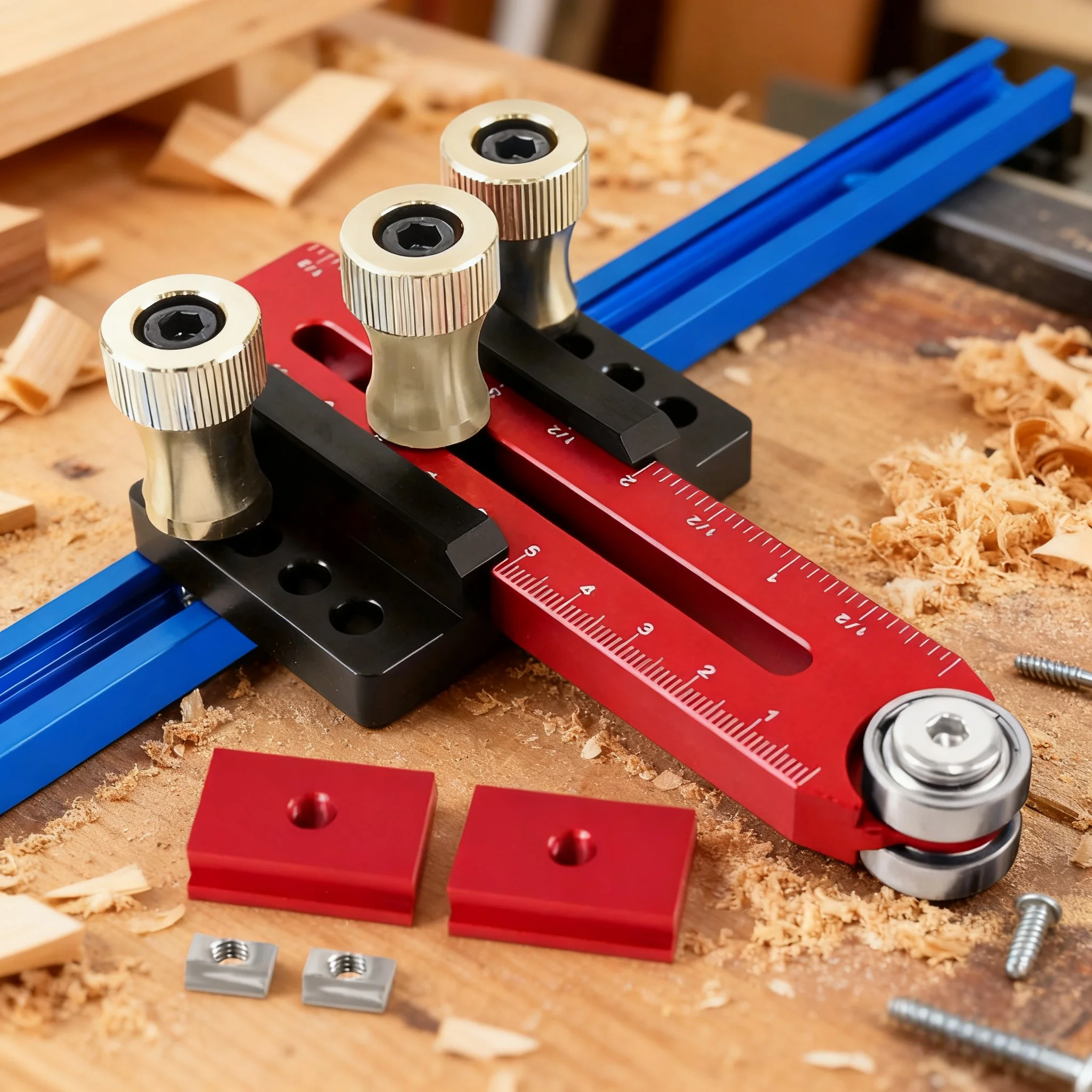 Tischkreissägen-Schneideführungswerkzeug für die Holzbearbeitung, verstellbarer Rip-Zaun mit T-Bolzen, kompatibel mit den meisten Standardsägen und Oberfräsen Image