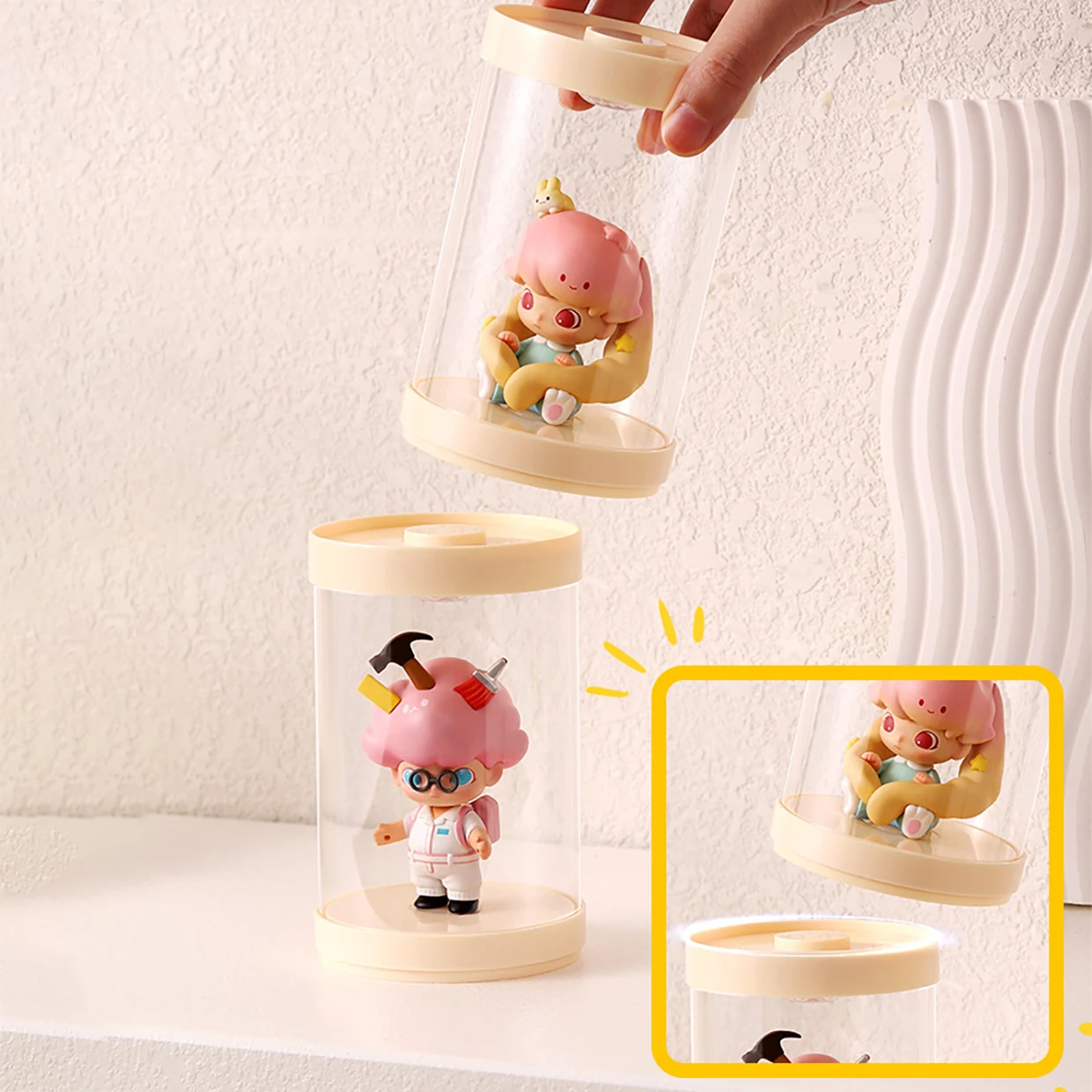 2PCS Geeignet 8cm Labubu Display Stand Blind Boxen Transparente Stapelbare Display Blind Boxen Image