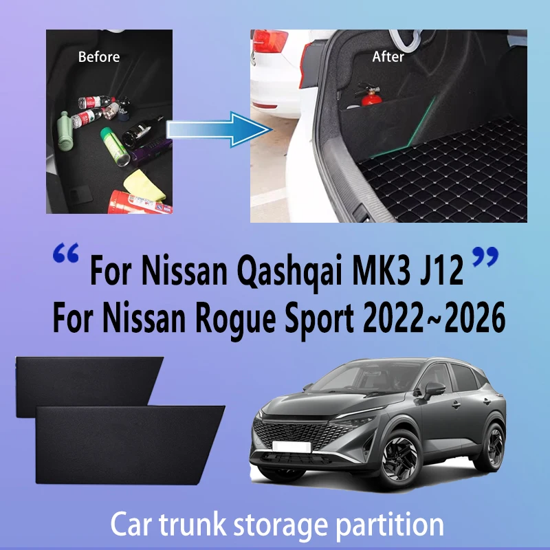 Auto Zubehör Für Nissan Qashqai 2022 ~ 2026 J12 MK3 Stamm Lagerung Partition Multifunktions Lagerung Auto Innen Teile Organizer Image