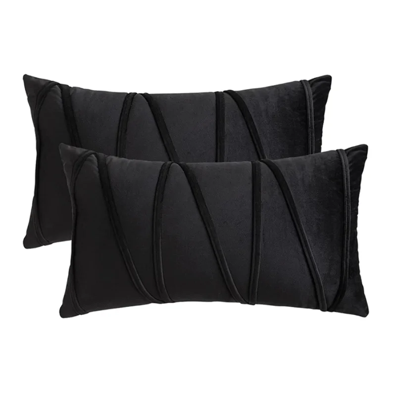 2pcs 30x50cm schwarz rot Streifen Samt Kissen bezug Boho Bauernhaus orange Kissen bezug moderne Wurf quadrat gemütliche Kissen bezug Image