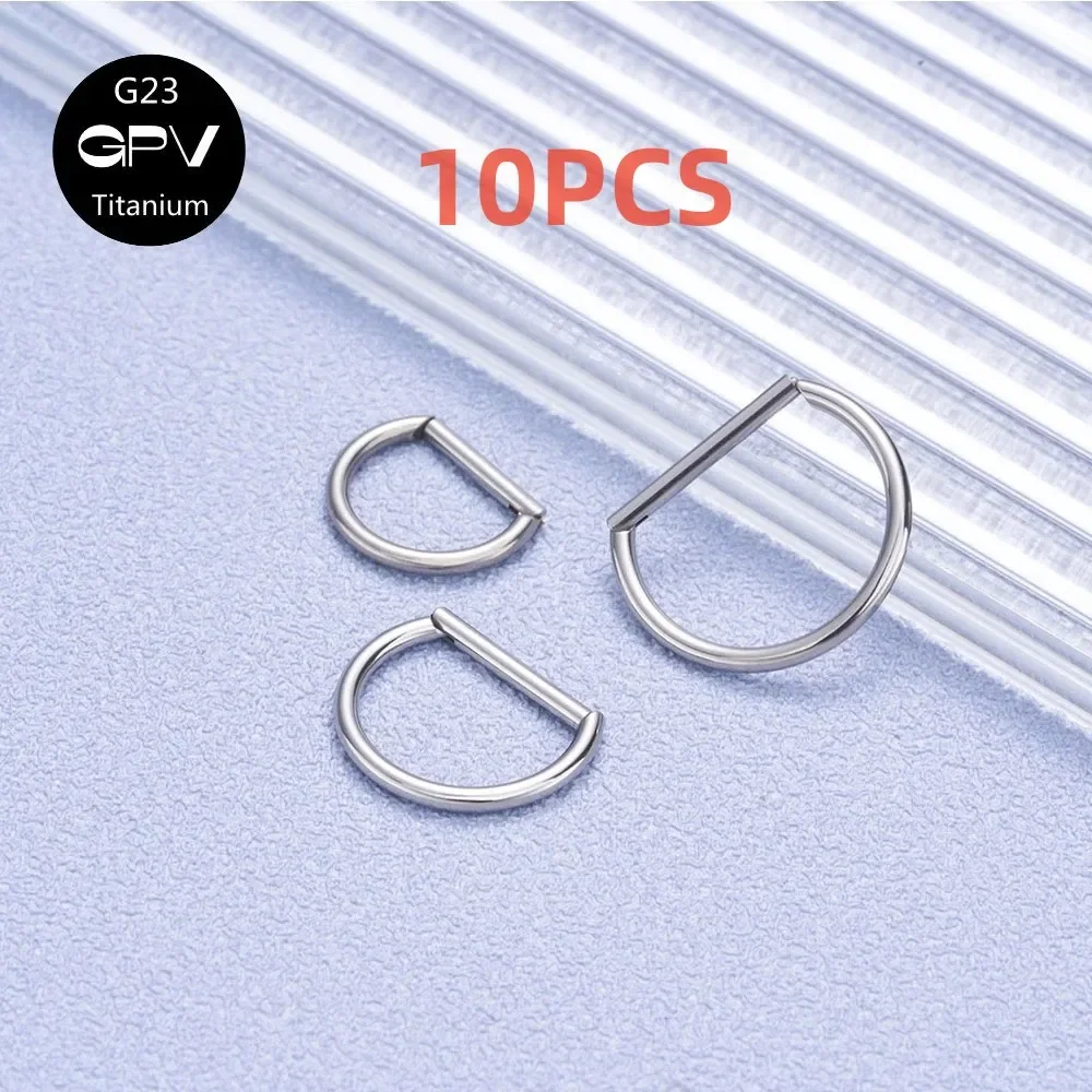 10PCS Titan G23 Buchstabe D Nasenring 16G Nahtloser Öffnungsring Perforierter Schmuck Herren- und Damen-Punk-Hervorhebungsohrringe Image