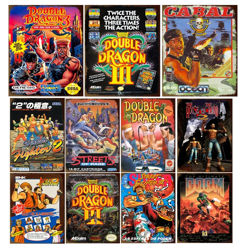 Cartoon Anime Zeichen Doppel Drachen Film Poster Vintage Dekoration Wand Metall Zinn Zeichen Garage Zinn Bord Malerei Kunst Platte Sig Image