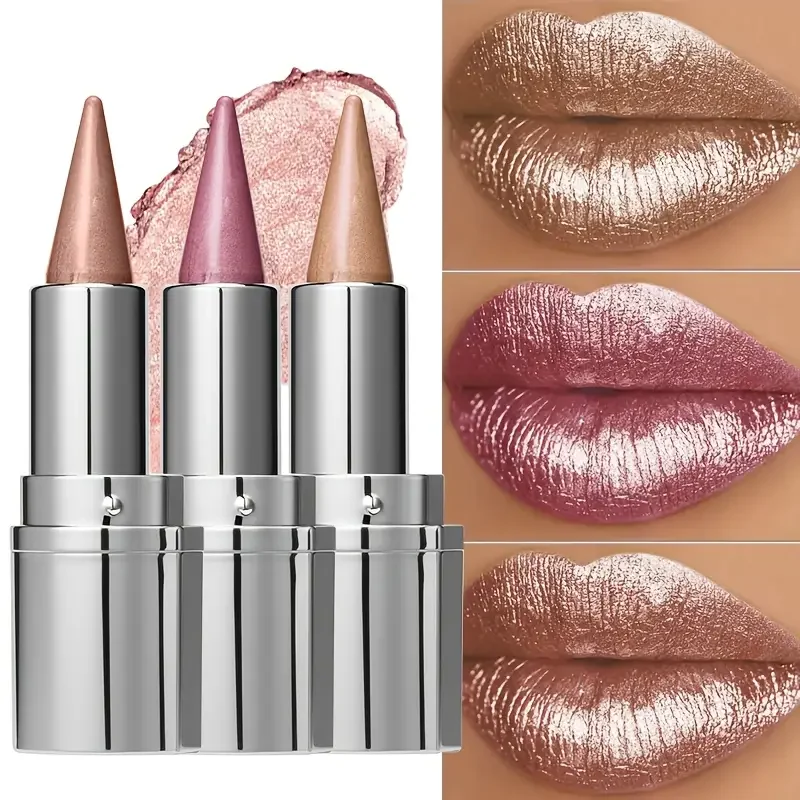 Langlebiger, wasserfester Lippenstift für Frauen – 24-Stunden-Tragen, funkelndes Metallic-Rosa, reisefreundliches, kompaktes Design, All Light Be Image