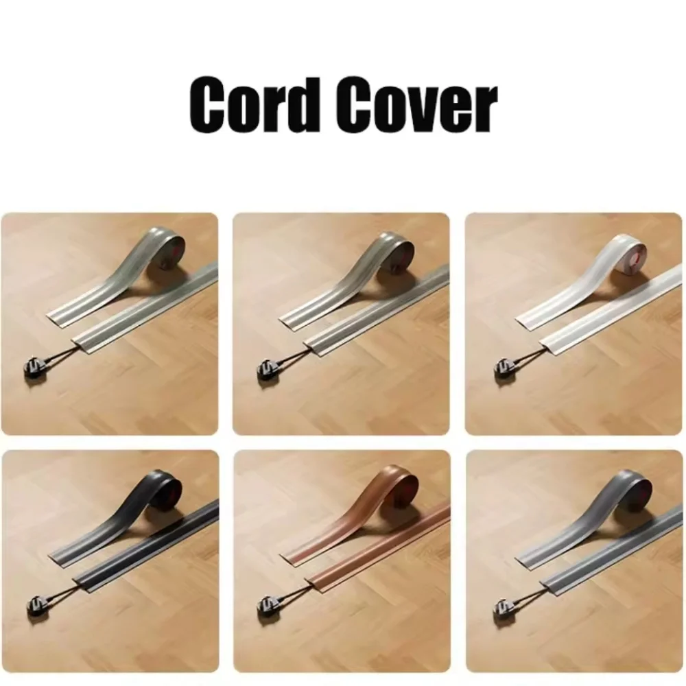 1 Stück 1 m/39,37 Zoll PVC-Bodenkabelschutz, selbstklebende Drahtabdeckung, flexibler Kabelkanal, Kabelversteck für Heimbüro, Schreibtisch, Drähte Image