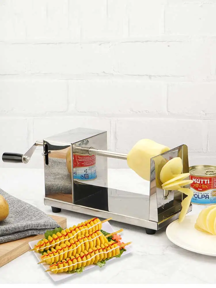 Manueller gedrehter Kartoffelschneider aus Edelstahl, spiralförmiger Kartoffelschneider, Pommes-Frites-Reiben, Kartoffel-Tornado-Twister Image