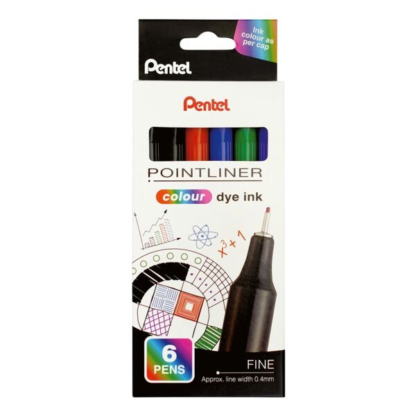 Pentel Fineliner-Set »Pointliner Colour Dye Ink« 6 Stifte Image