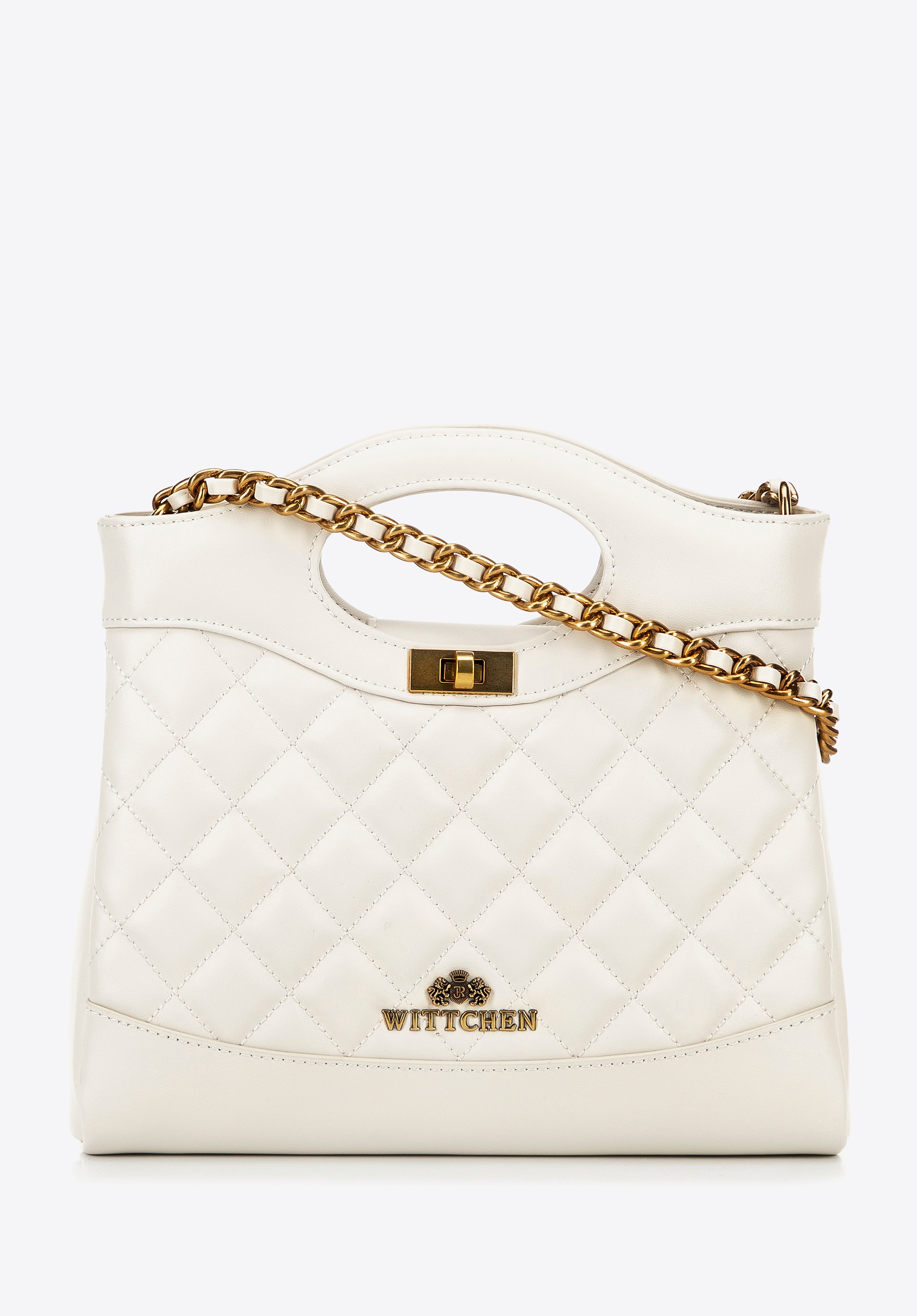 Wittchen Mini-Lederetui für Damen mit Kette, gesteppt, Creme, Naturleder Image