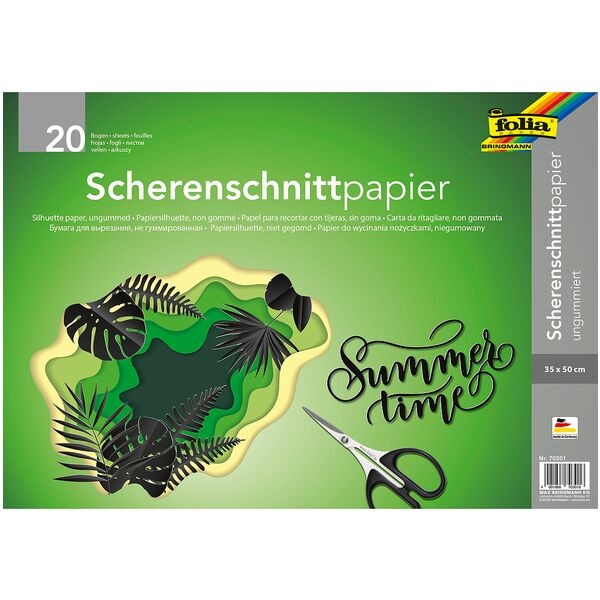 folia Scherenschnittpapier 35 x 50 cm 20 Blatt schwarz, 35x50 cm Image
