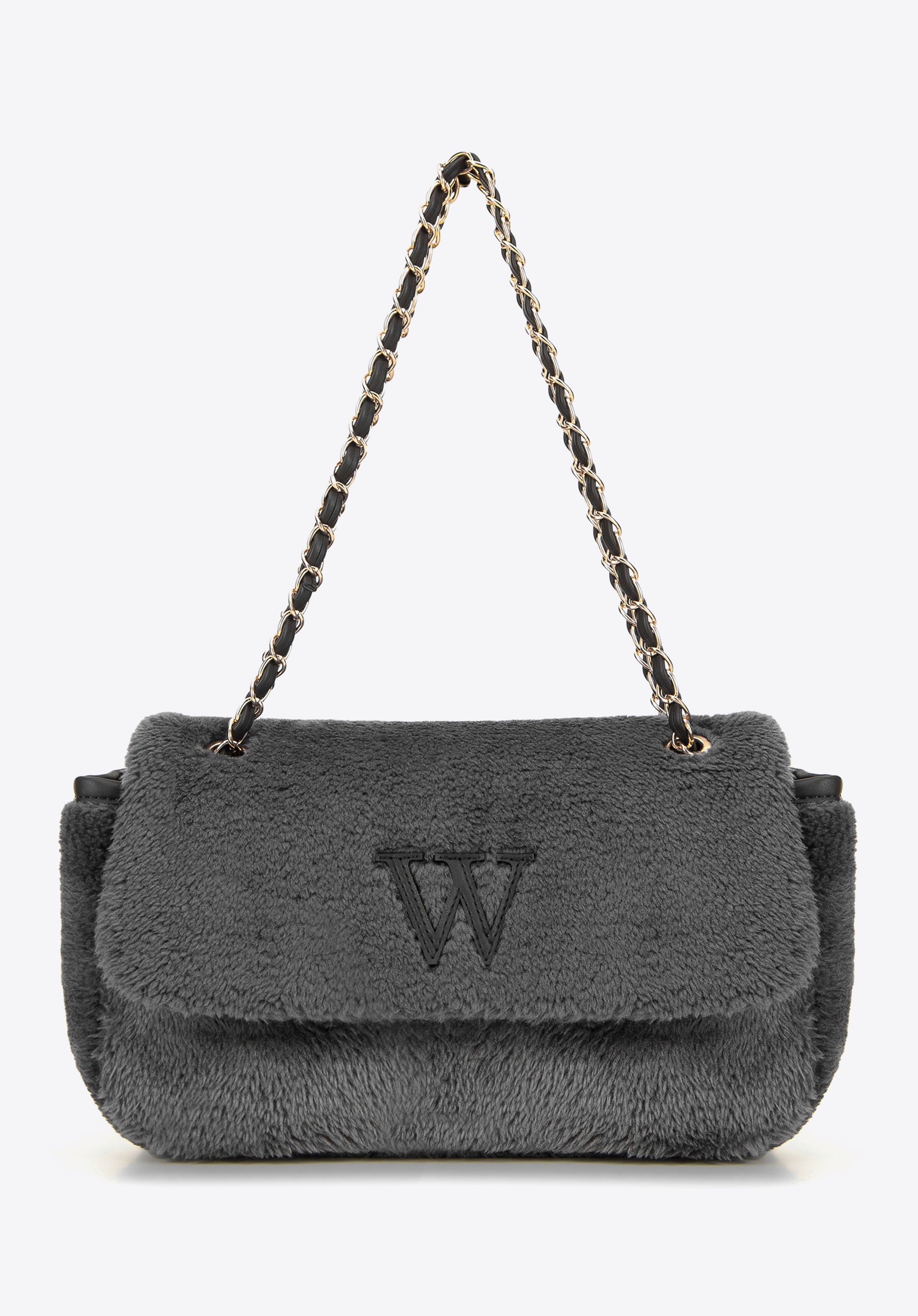 Wittchen Damen-Umhängetasche mit Fellbesatz, Grau, Graues Polyester Image