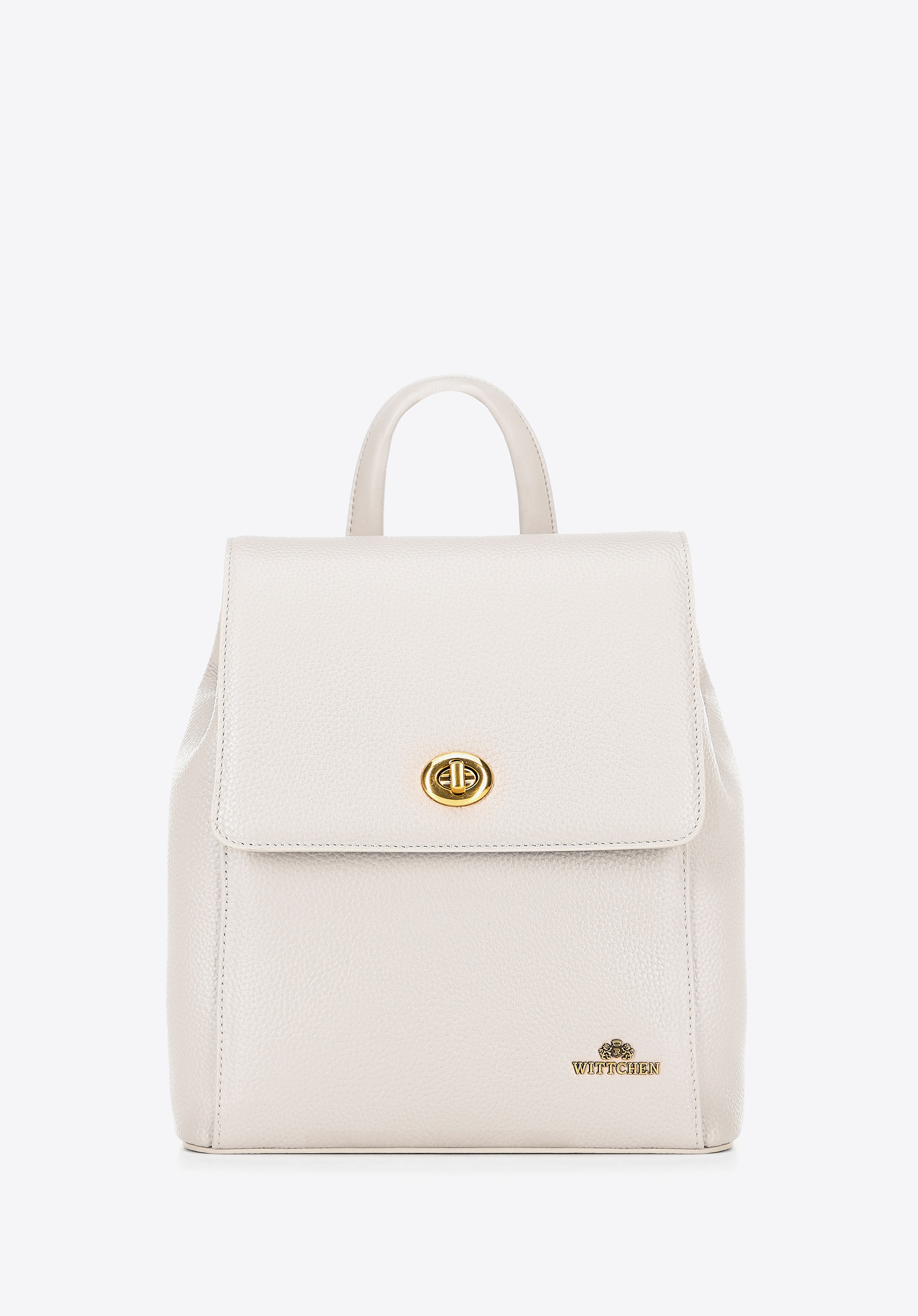 Wittchen Damen-Lederrucksack mit rechteckiger Klappe, Creme, Naturleder Image