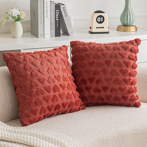 federa per cuscino in peluche tinta unita per San Valentino, federa per cuscino a forma di cuore per divano, ufficio, auto, federa decorativa, regalo per San Valentino
