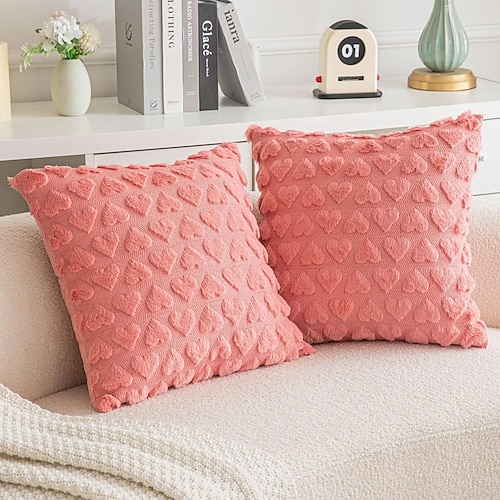 federa per cuscino in peluche tinta unita per San Valentino, federa per cuscino a forma di cuore per divano, ufficio, auto, federa decorativa, regalo per San Valentino