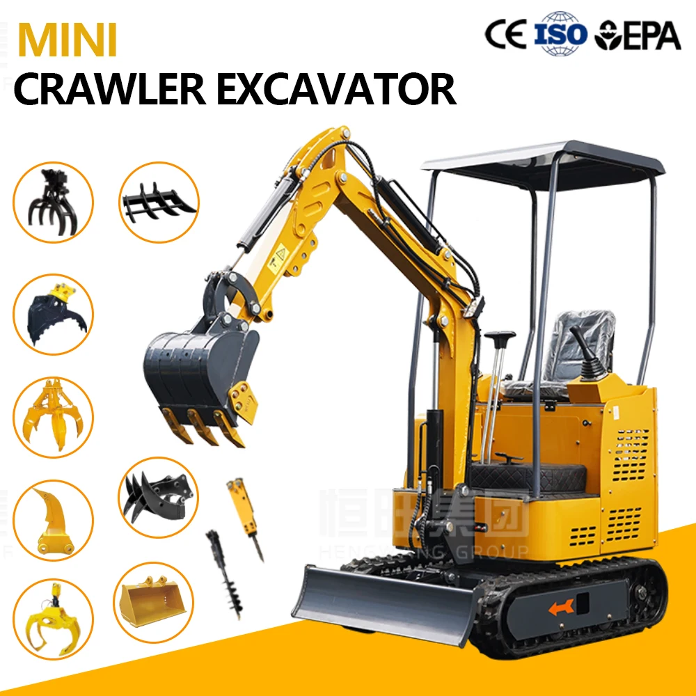 Escavatore diesel Mini escavatori cingolati da 1,5 tonnellate Piccolo escavatore idraulico 1 tonnellata 2 tonnellate Escavatore cingolato Trattore Cina Mini Bagger