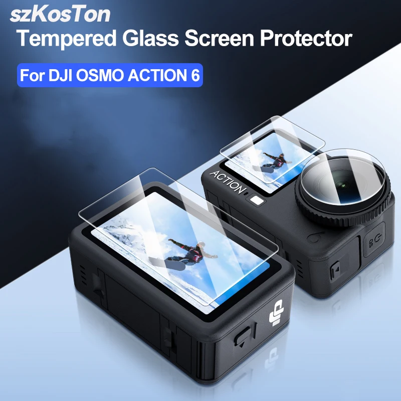 Displayschutzfolie aus gehärtetem Glas für DJI OSMO Action 6, mit Kameraobjektivschutz, kratzfest, blasenfrei Image